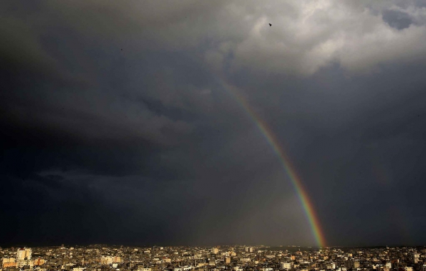 arc-en-ciel dans le ciel de Gaza. Adel Hana ap sipa.jpg
